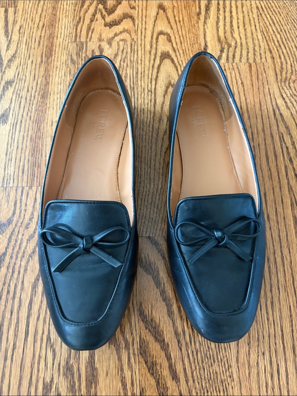 J. Crew Black Bow-Trim Loafers